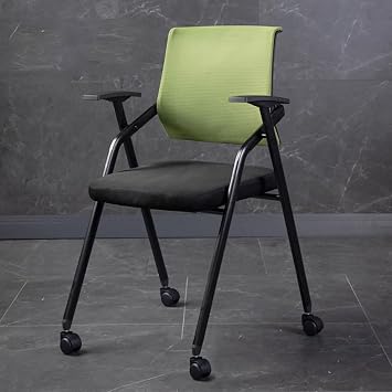 Conference Chairs with Wheels Gray Folding Office Chairs for Home School Training Rooms Waiting Areas Mesh Stacking Armchairs,Grun