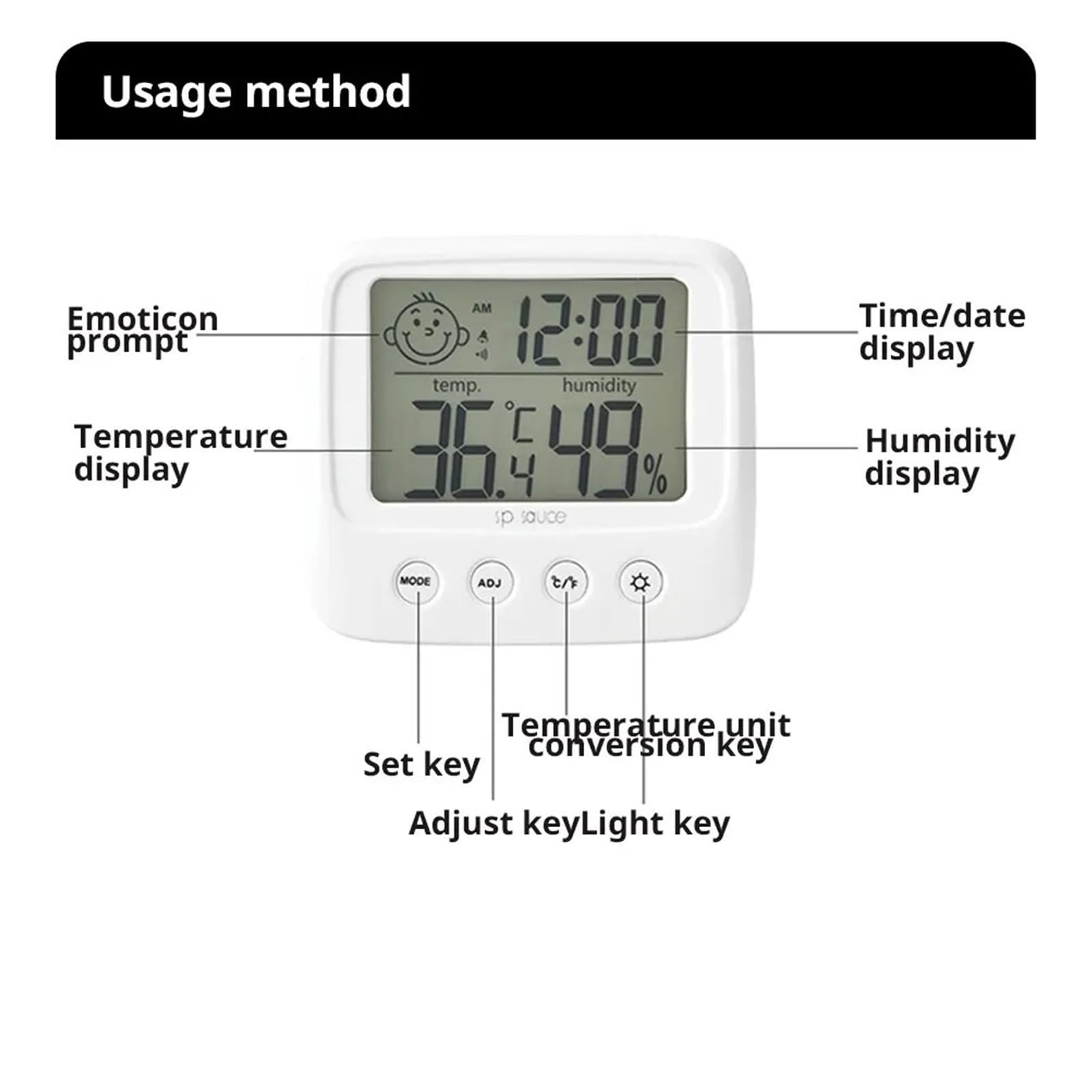 LCD Digital Temperatura habitación de bebé medidor de Humedad retroiluminación hogar Interior higrómetro electrónico termómetro estación meteorológica