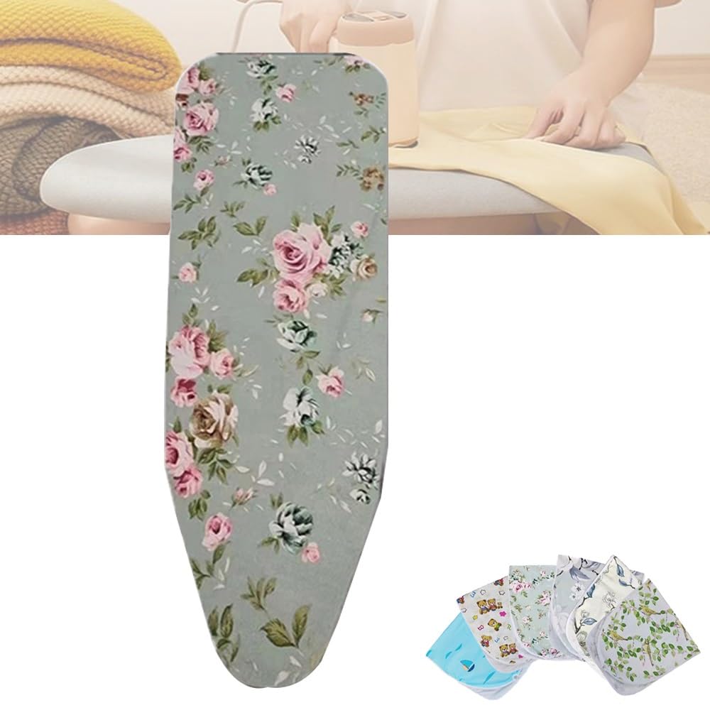 KFGISD, 15x48 Inch,Heat Resistant Ironing Board Cover, Thick Padding With Elastic, Adjustable ,Ironing Board Covers(Green,14x43 Inch(110x34 Cm))