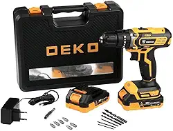 Parafusadeira Furadeira de Impacto 3/8 Polegadas 20V com 2 Baterias 1.5AH Lí-íon Carregador e Maleta com Acessórios - Deko