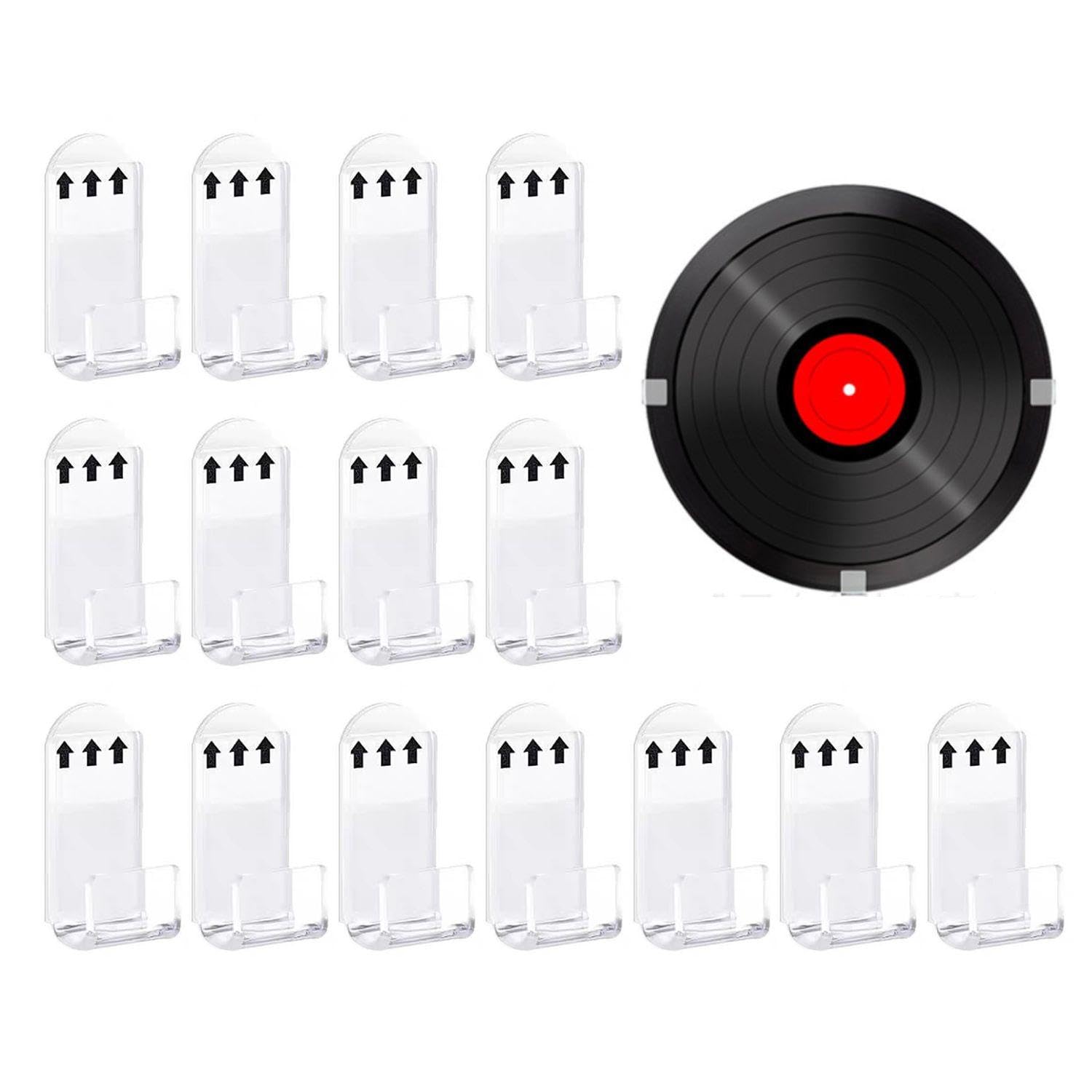 FFDHWU 15 Pieces Wall Hanging Rack, Wall Mounted Acrylic Record Rack, Self-Adhesive Storage Rack, Item Display Rack, Suitable For Bedroom, Living Room, Bathroom, Office