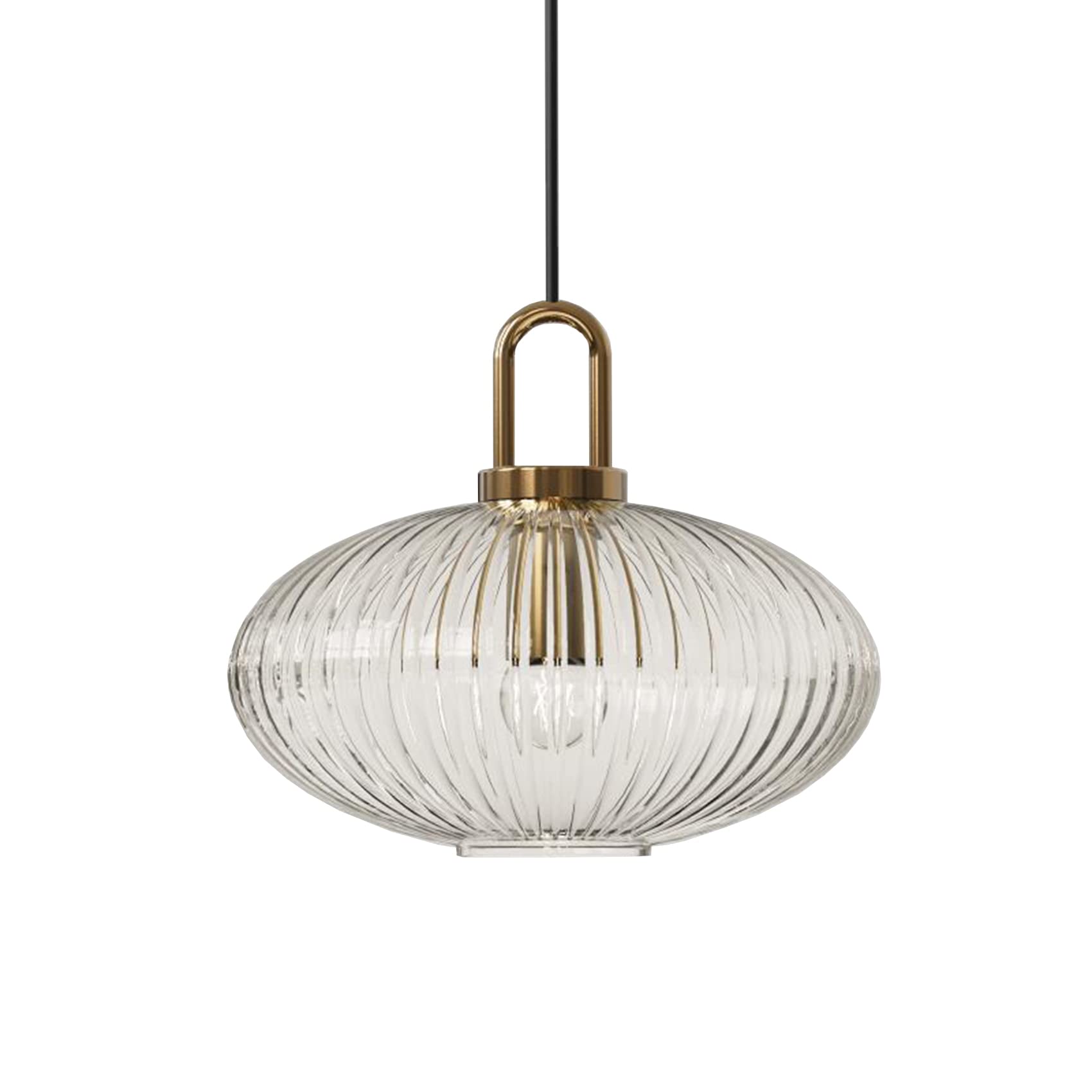 SXECAEPS Modern creative chandelier Glass Pendant Lamp Fixtures Striped Shade Fittings and U Shape E27 Copper Socket Ceiling Ligh (L)