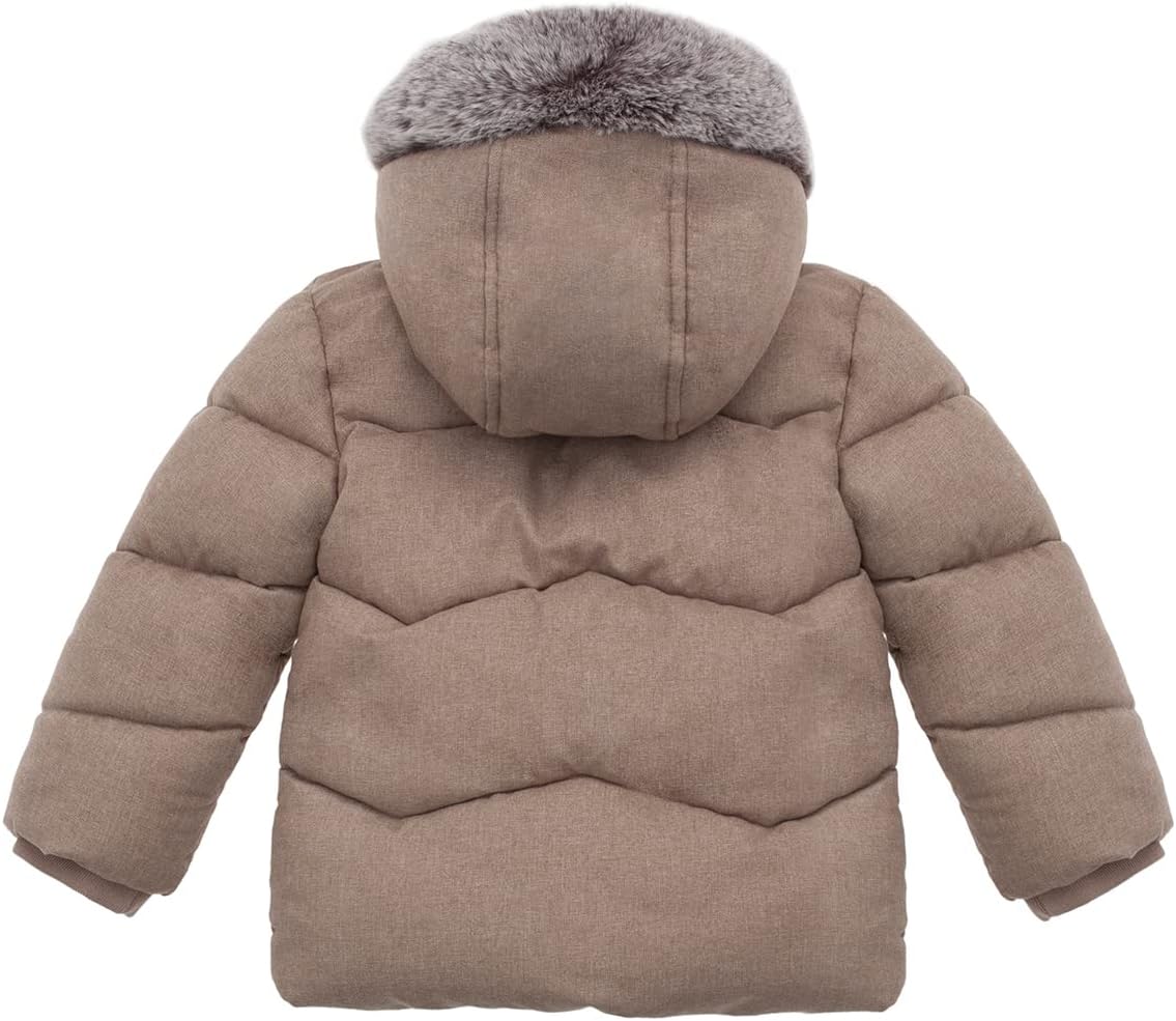 Rokka&Rolla Baby Boys' Sherpa Lined Puffer Jacket Warm Winter Coat with Mini Fur Trim Hood for Newborn Infants Toddler - Image 2