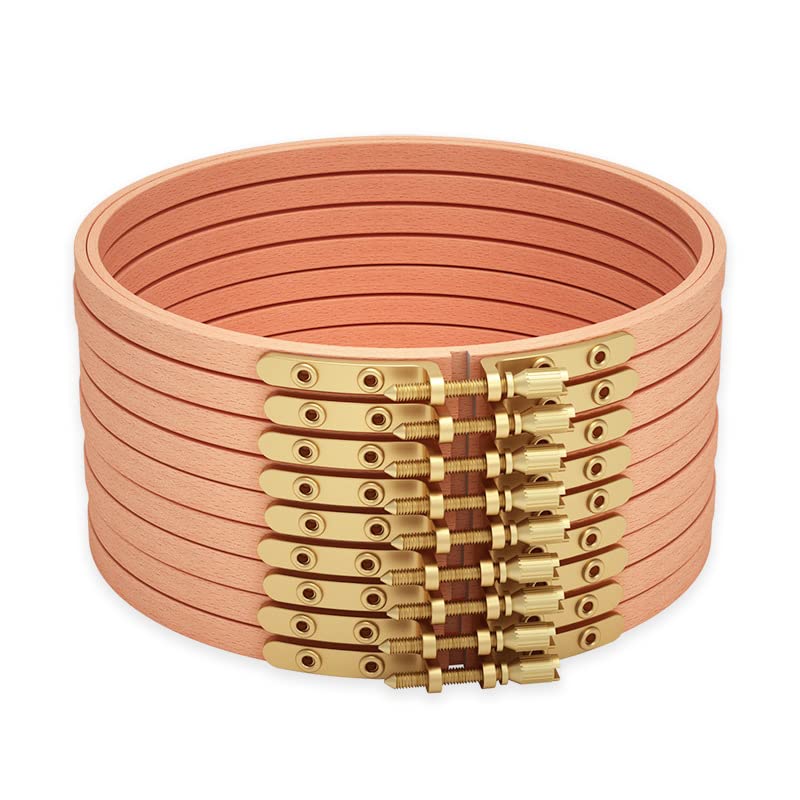 9 Pack de Aros de Bordado Redondo, 8 Pulgadas de Madera Bordado aro, Cruz Puntada Anillos de círculo de Madera, Red Haya círculo Cruz Puntada aro para Costura Artesanal,8inch