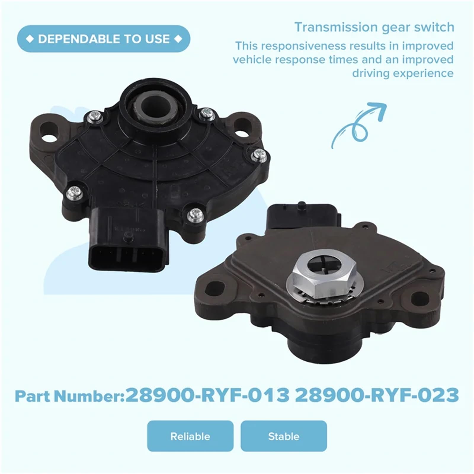 Interruptor De Seguridad De Punto Muerto Interruptor de seguridad neutral compatible con Honda Accord Crosstour Odyssey Ridgeline. Interruptor de transmisión 28900-RYF-013 y 28900-RYF-023.