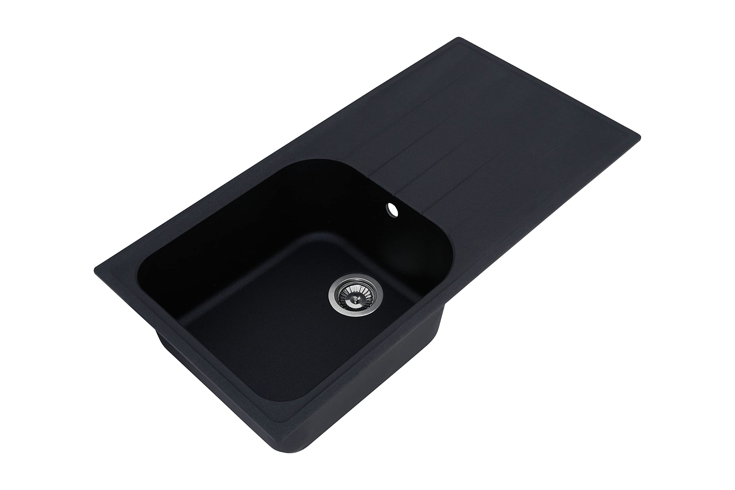 Respekta Lavello da Cucina Orlando in granito color Nero, Lavello da Incasso con 1 vasca, dimensioni 100 x 50 cm, Lavello Adatto per Mobili Sottolavello da 60 cm di Larghezza