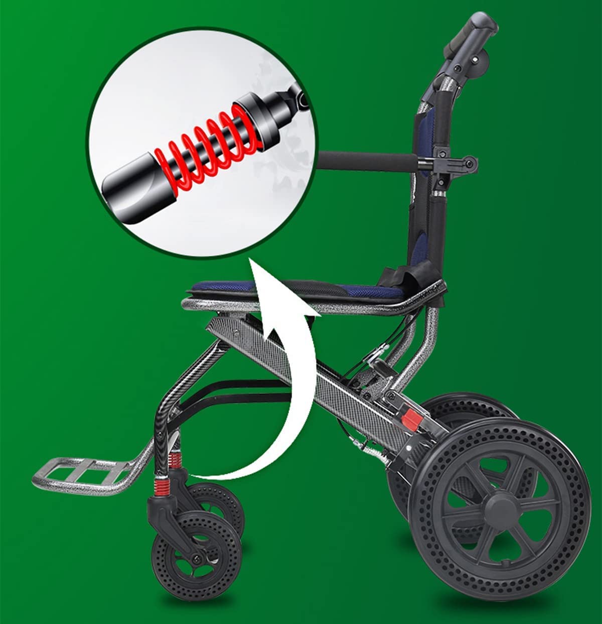 Sedia a rotelle pieghevole in alluminio leggero – Sedia a rotelle da viaggio per anziani e disabili – ultra leggera per anziani e scooter domestici