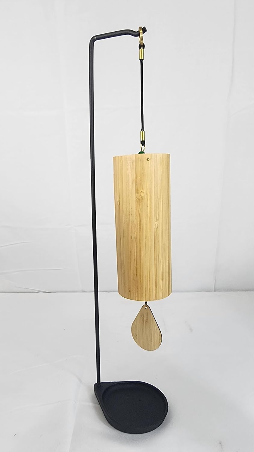 Set of 4 Wooden Chimes Includes All The Elements Fire Water Air and Earth - (Choose Any or All 4) - Metal Stand Included