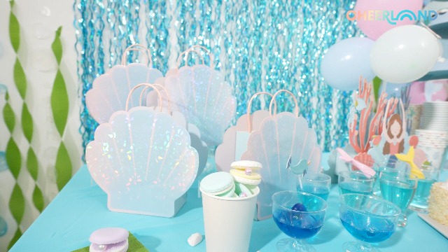 Watersay 50-Pack Iridescent Seashell Goodie Bags - Mermaid Party Favors, Under The Sea