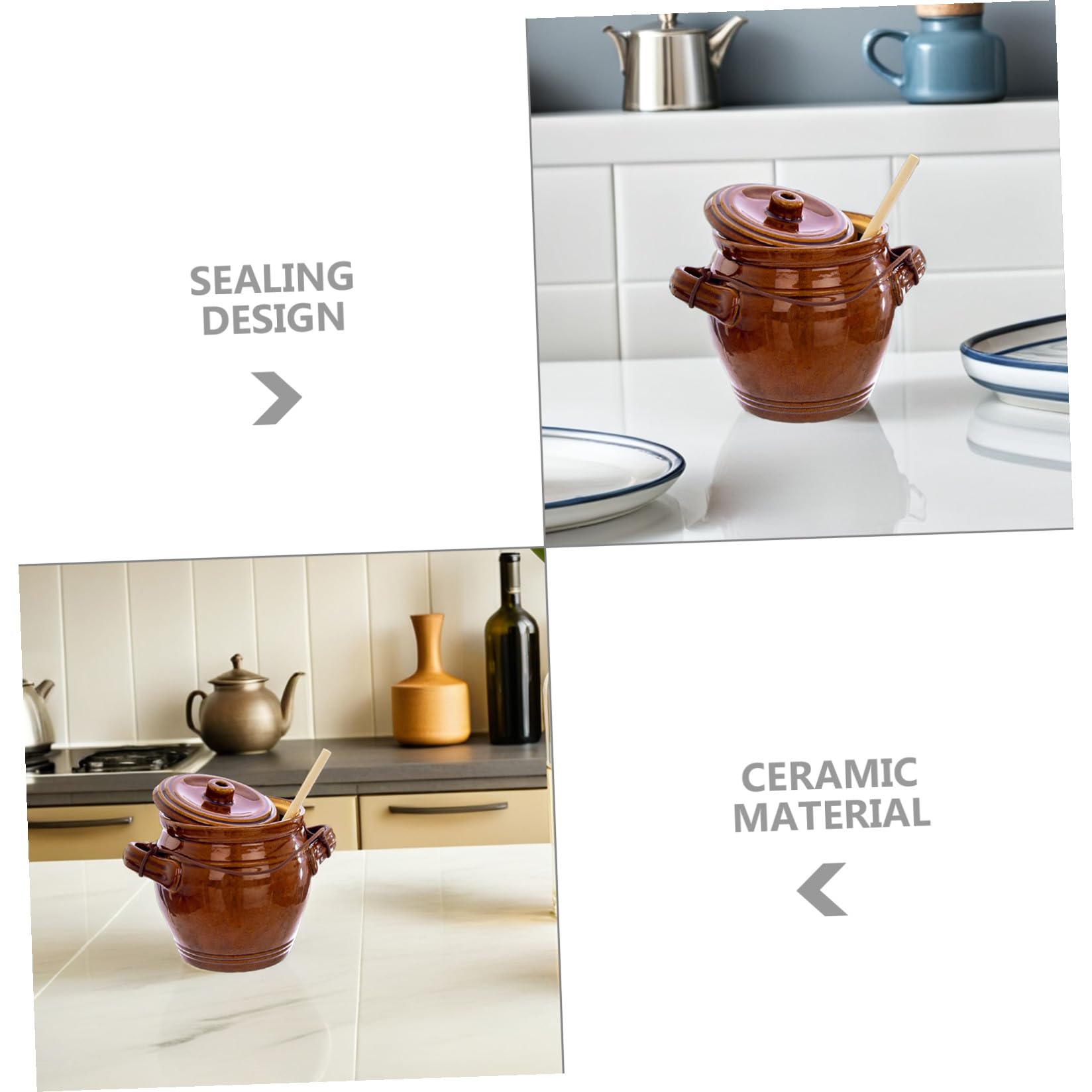 Mipcase Ceramiczny Szczelny Słoik Do Kiszonek Ceramiczny Pojemnik Kuchenny Żywność Trwały i Bezpieczny Słoik Domowy z Kreatywnym Designem i Szczelnym Zamknięciem