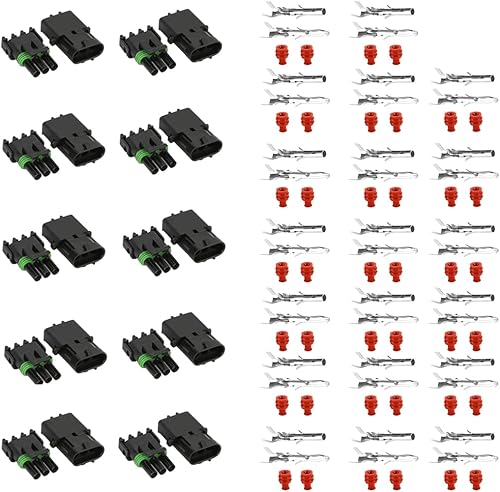Miniatura 1 de Kit de 10 conectores eléctricos automotrices terminales de conectores de arnés de cables impermeables enchufe pequeño de 1234 macho y hembra enchufe