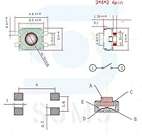 Vista 3 de DOUKI pushbutton Switch Power Switch Button 50pcs 3 * 4 * 2 SMD 4 Pin Switch Tact Switch 3x4x2 mm 2 Feet Stand Upright with Out Pillars Mini - Micro