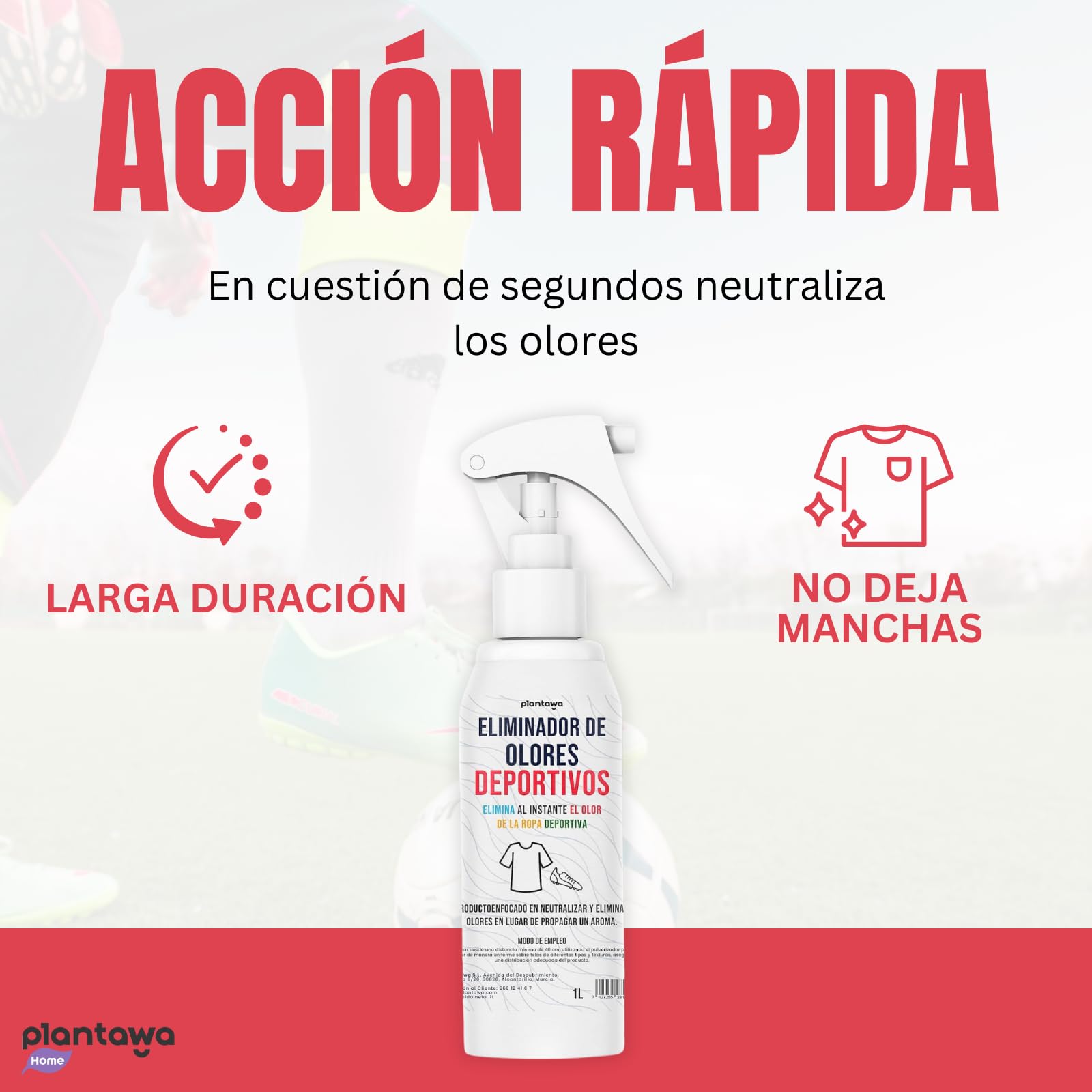 Eliminador de Olores Deportivos 1L Neutralizador de Ropa y Calzado Spray
