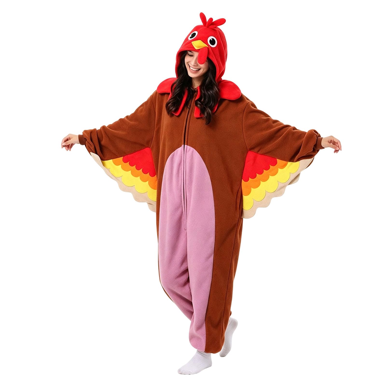 Genérico Pijama Mono para Mujer Hombre, Pijama de Halloween para Disfraz de Gaviota para Adulto con Capucha Cremallera, Ropa de Dormir Unisex de Una Pieza para el Hogar, Fiesta y Club