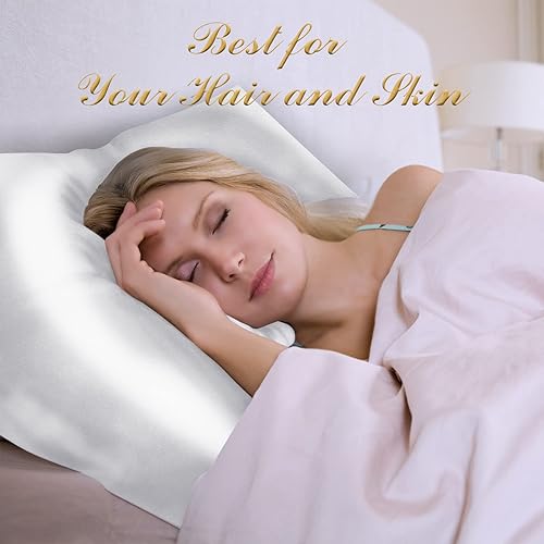 Miniatura 5 de Paquete de 2 fundas de almohada 100% seda de morera para cabello y piel, con cremallera oculta, ambos lados 22 momme funda de almohada de seda