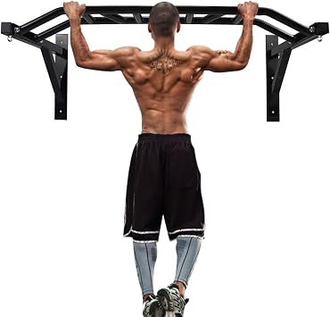 ptlsy Wall Mounted Pull Up Bar Multifunctional with Multi-grip Chin Up Bar Heavy Duty Dip Station for Home Gym Indoor Workout, Fitness Equipment, Dip Stand Supports to 440 Lbs