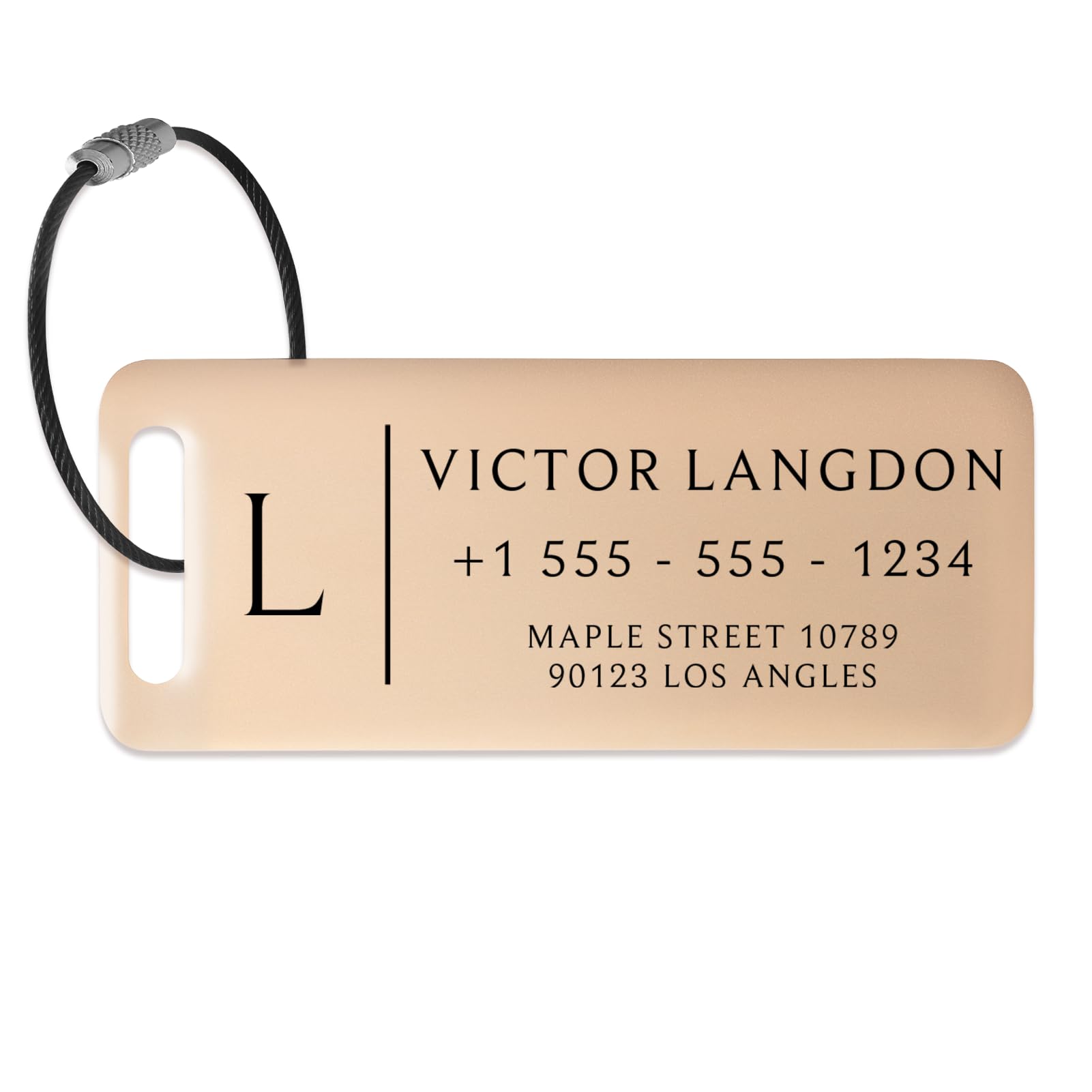 Personalized Luggage Tags for Suitcases - Stainless Steel Custom Luggage Tags for Backpacks & Bags, Sturdy, Waterproof & Heavy Duty (Rose Gold / 3" x