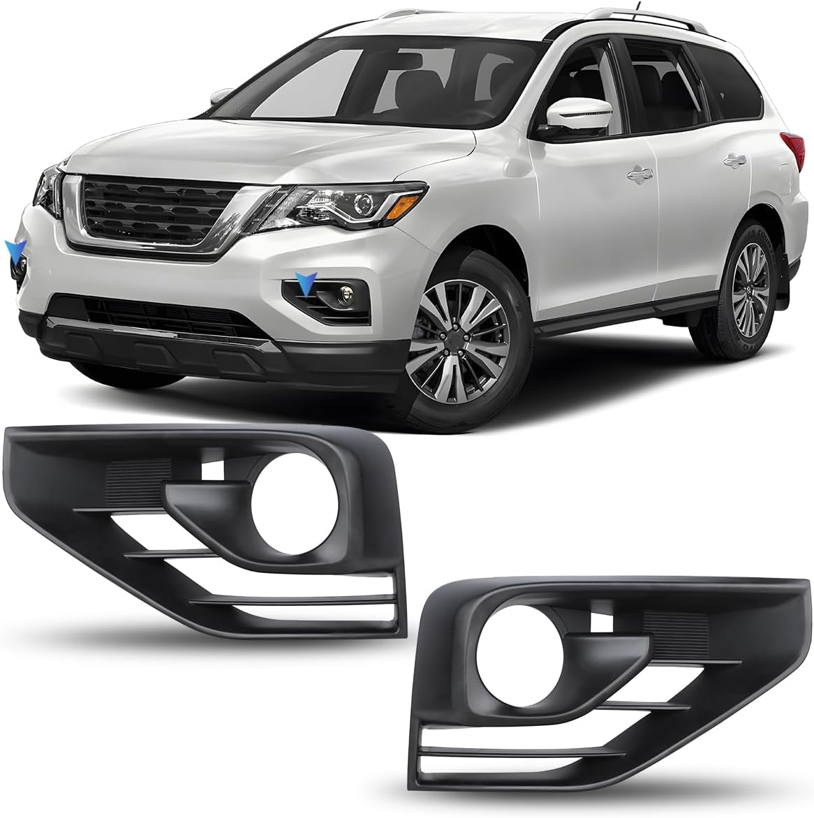 Winjet Fog Light Bezel For Nissan Pathfinder [2017 2018 2019 2020 Fog Light Cover] Driver and Passenger Side Pair| Black | DOT/SAE Compliance Replacement for L=62257-3KA0B & R=62256-3KA0B