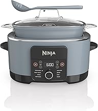 Ninja MC1001C Foodi PossibleCooker PRO 8.5 Quart Multi-Cooker, avec cuisini&egrave;re lente 8-en-1, four hollandais, cuiseur et plus encore, couvercle en verre et cuill&egrave;re int&eacute;gr&eacute;e, antiadh&eacute;sif, coffre-fort pour four jusqu'&agrave; 500 F, gris sel de mer,Gris sel de mer