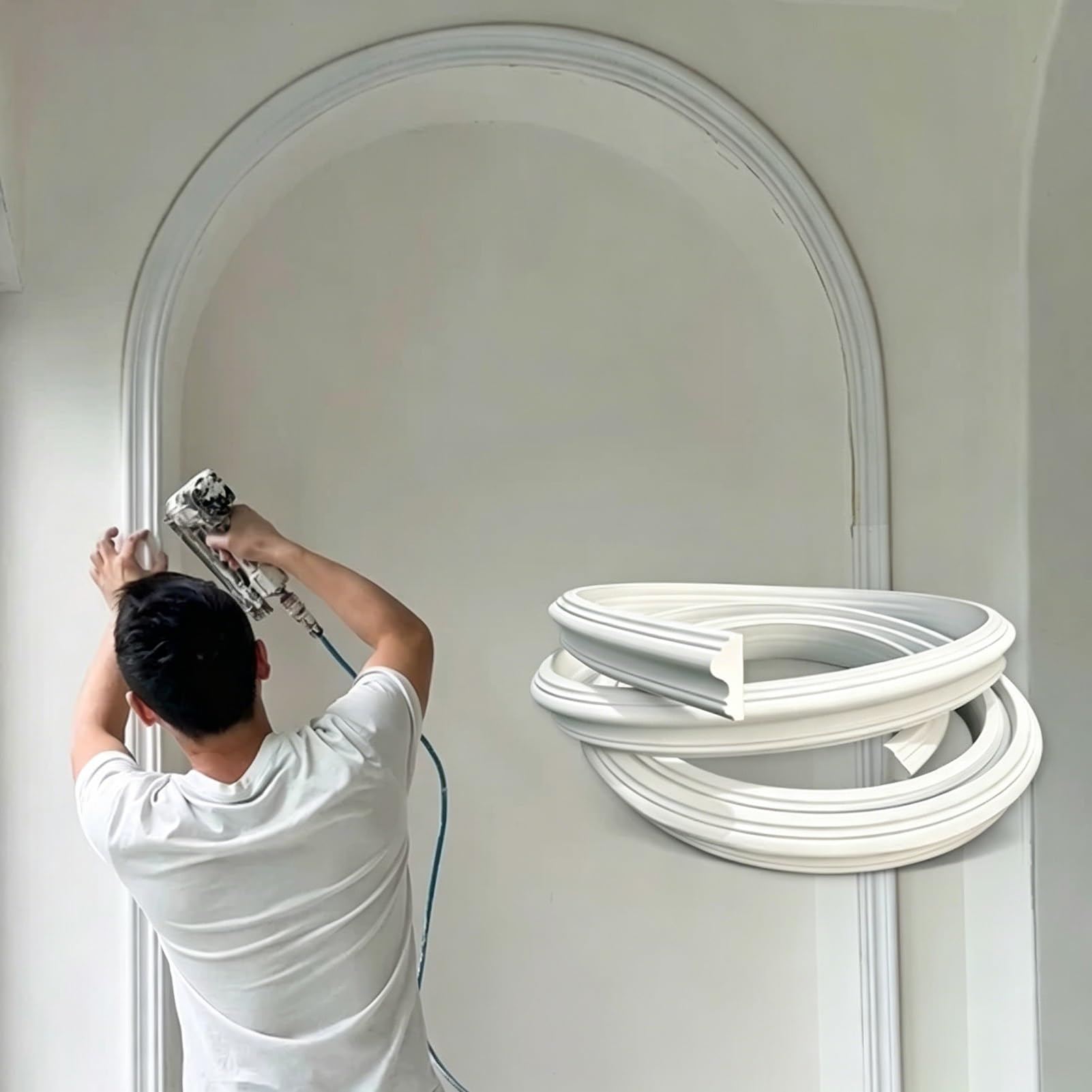 Kit de puerta de arco for paneles de yeso, moldura de puerta de arco curvado Flexible, marco de pared/puerta, cubierta de esquinas redondeadas, pintable(W 7cm(2 3/4"),L 5m/16.4ft)