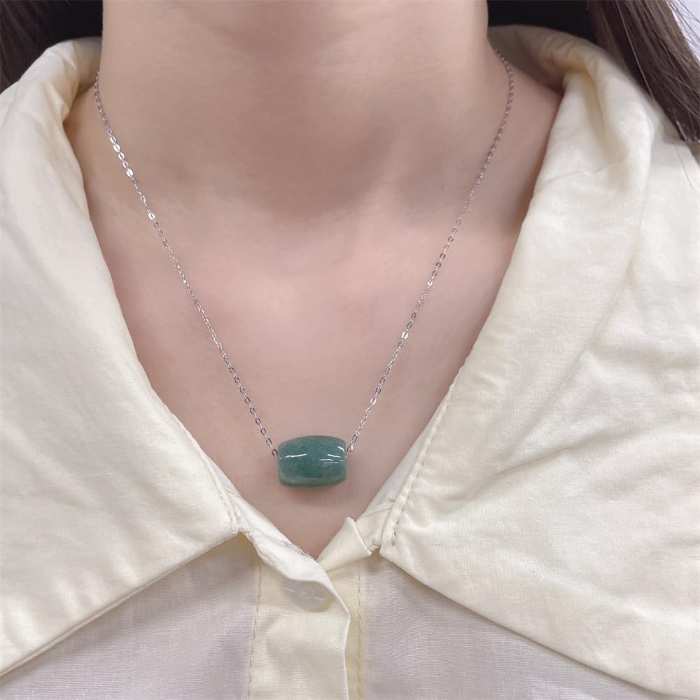 NewZenro Handmade Green Jade Choker Neaklace for Women S925 Sterling Silver Grade a Natural Jadeite Pendant Chain Necklace Hypoallergenic Fashion Jewelry for Her 17'' - Image 5
