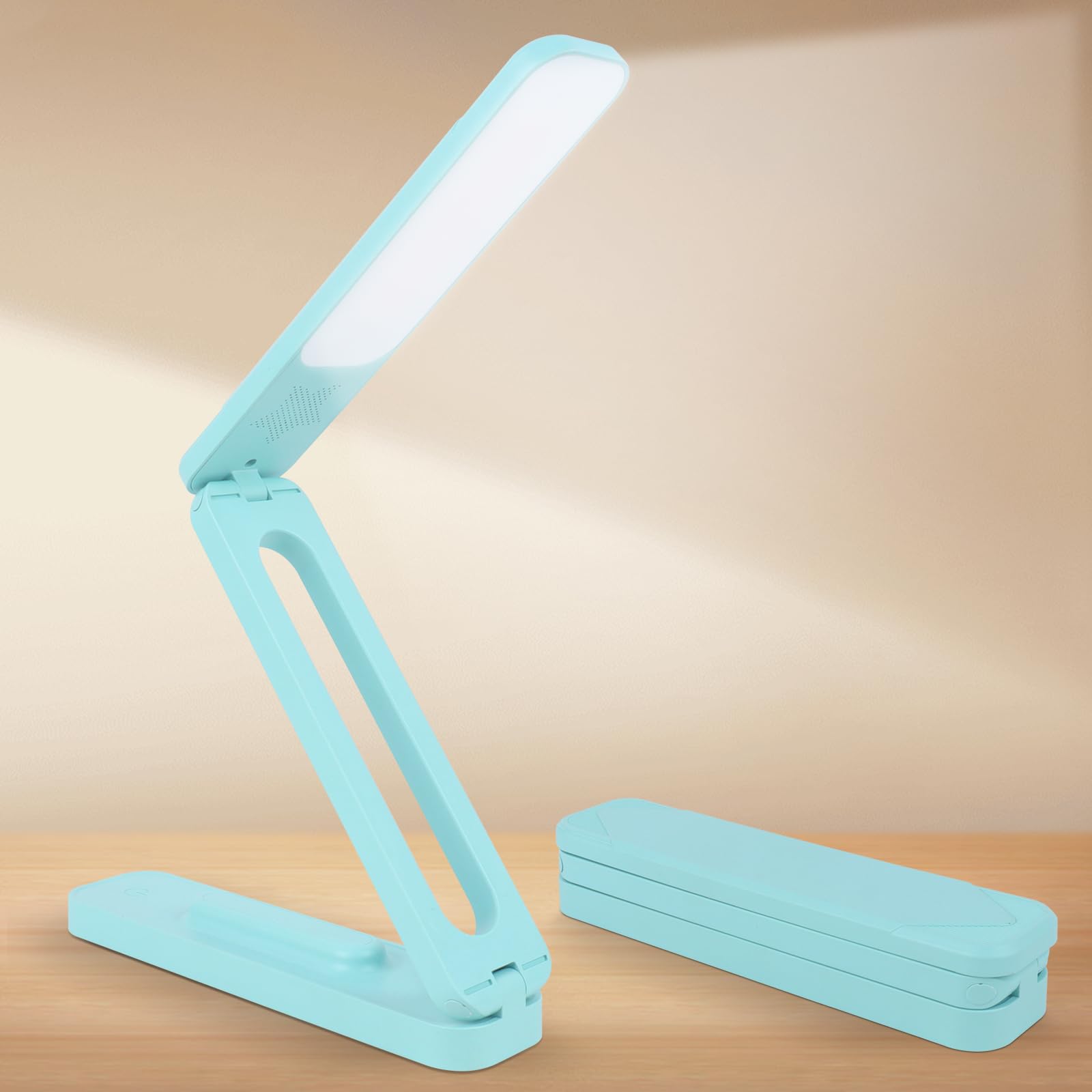 Hojalis Foldable LED Desk Lamp, LED Desk Light with USB Charging Port, 3 Color Modes, 2000mAh Study Lamp for Desk, Portable Small Desk Light for Studying Room, Reading, Working, Bedroom