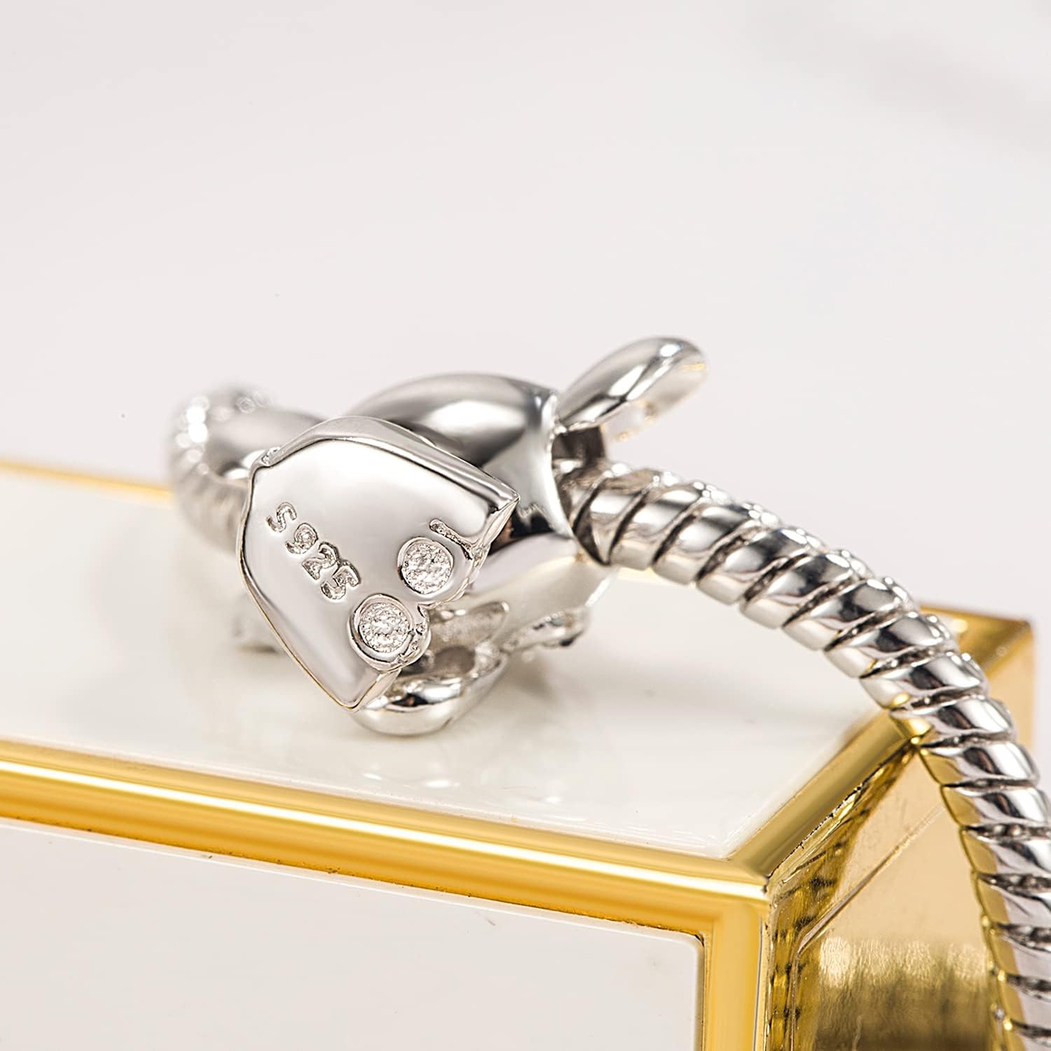 H&Beautimer Original 925 Sterling Silver Bracelet Women's Cute Elephant Charm Snake Chain Bracelet 6.3/6.7/7/7.5/8/8.5/9'' Birthday Gift Jewelry - Image 5