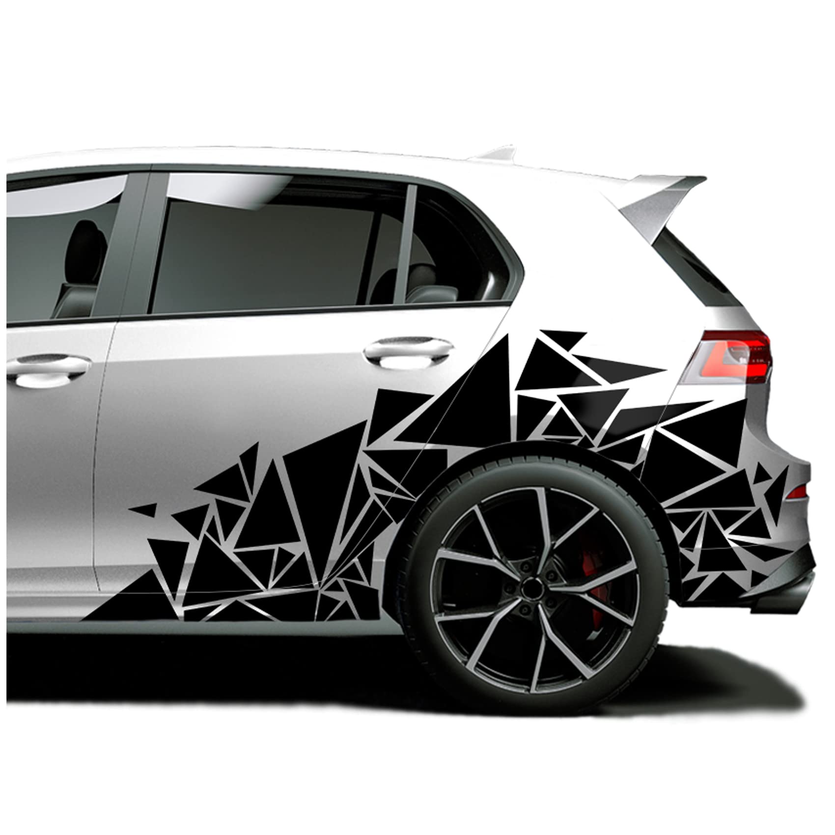 XXL Autoaufkleber Dreiecke 2er Set je 60x120cm geometrisches Design Auto Seite Motorrad Bus Sticker Kfz Zubehör Camouflage Tuning Dekor KX075 (Schwarz)