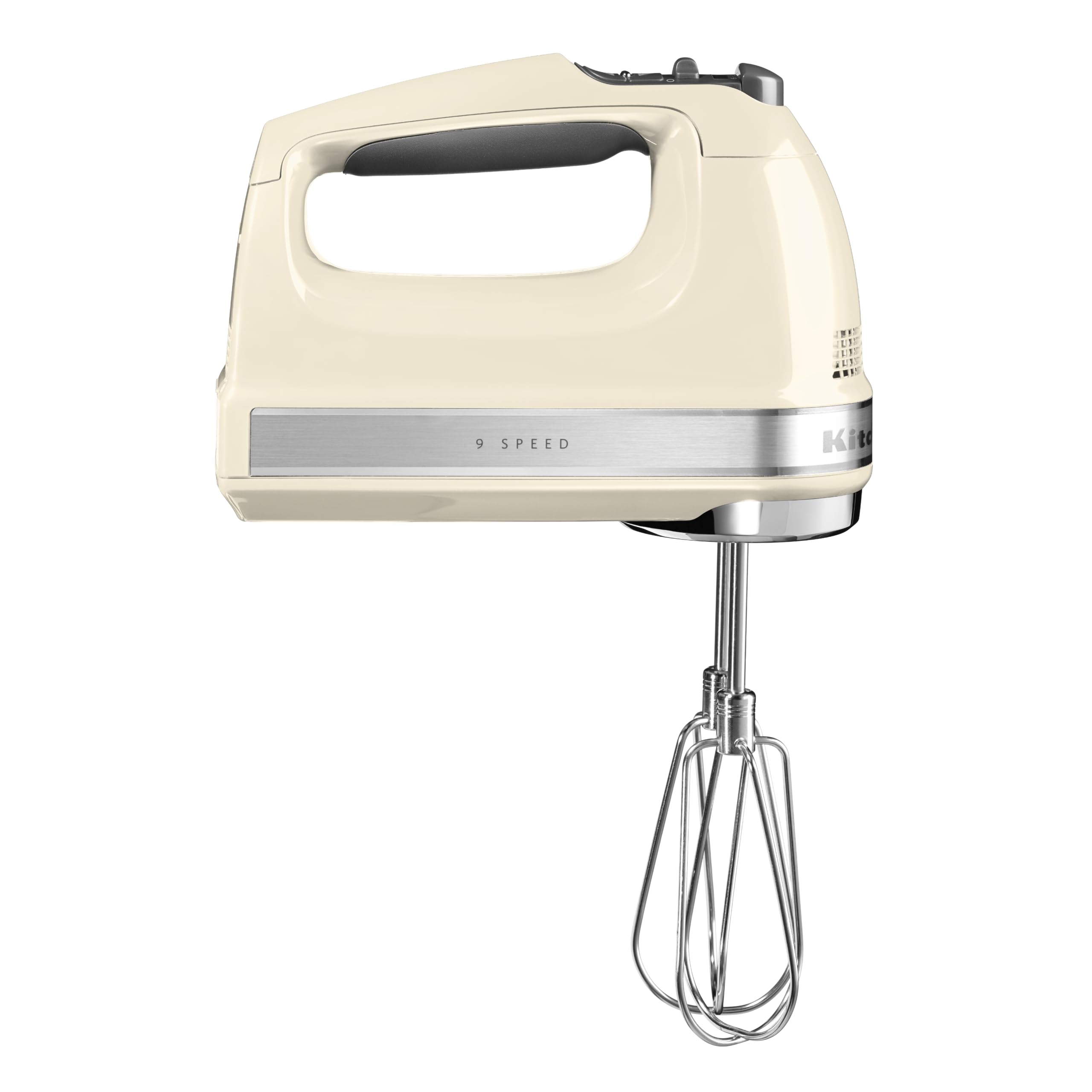 KitchenAid Batteur à Main 9 Vitesses, Moteur CC 85W Silencieux avec Démarrage Doux, 6 Accessoires – Fouets, Crochets & Tige, Cordon Pivotant, Sac de Rangement, Crème Amande