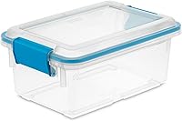 Vista 1 de Sterilite 7.5 Qt Gasket Box, Stackable Storage Bin with Latching Lid and Tight Seal, Plastic Container to Organize Basement, Clear Base, Lid, 1-Pack