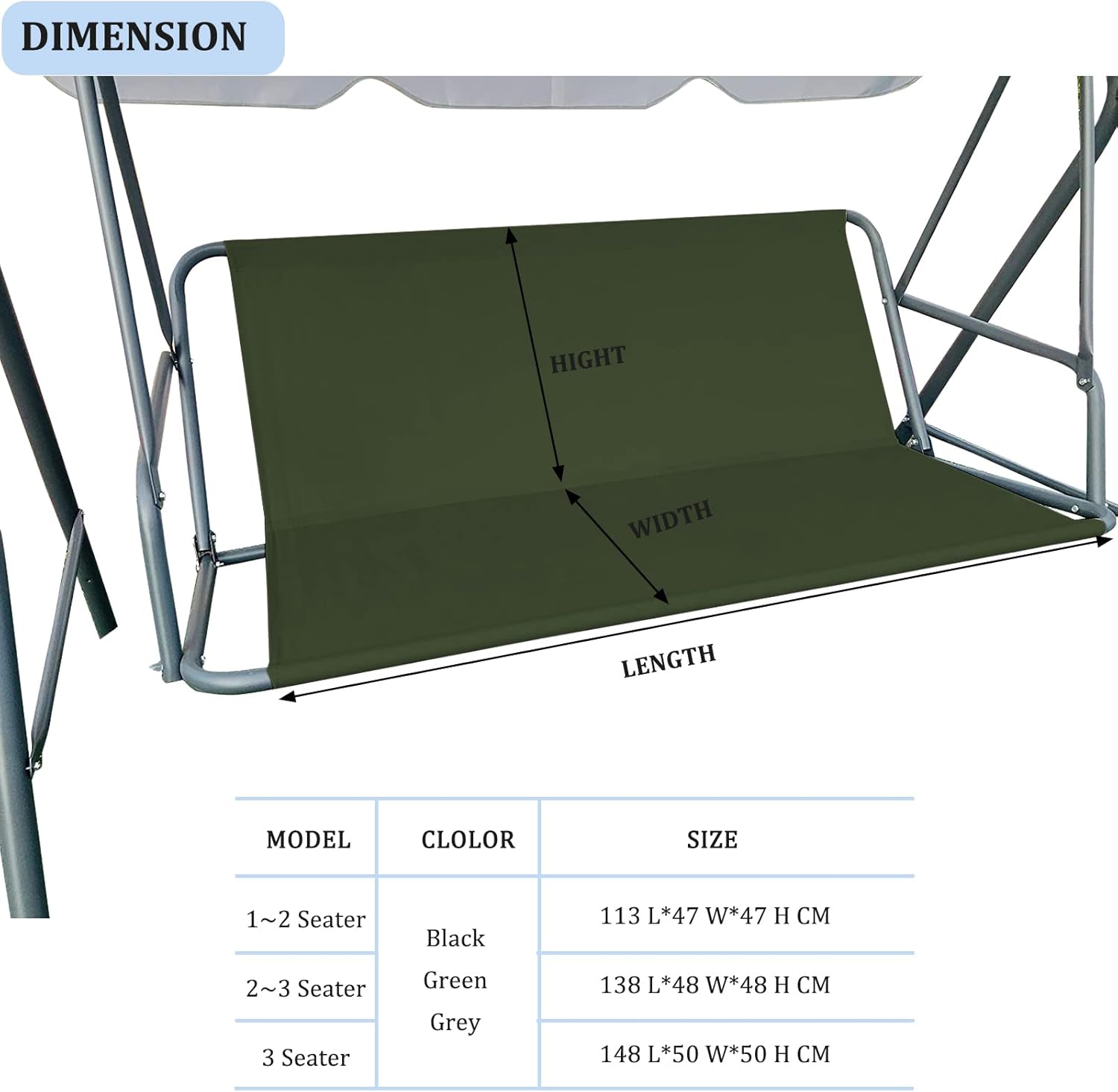 Coverify Garden Swing Seat Cover, Durable 600D Oxford Fabric Garden Swing Chair Cover Outdoor
