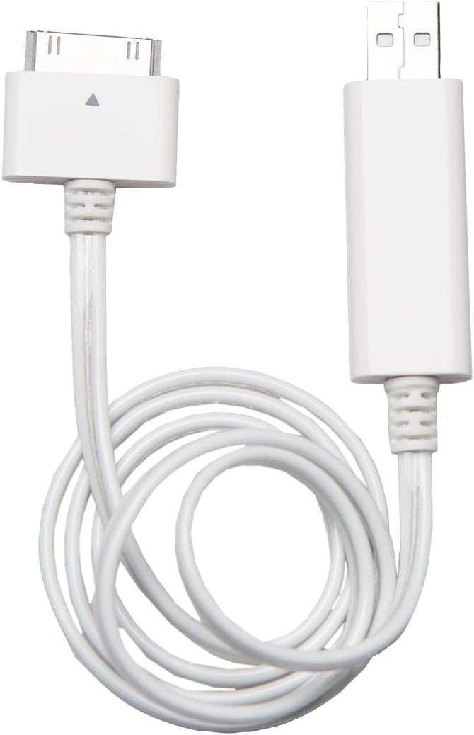 LCW4SBL Pulsating Light USB Charge Sync Cable for iPhone 4S, iPad, iPod nano and iPod classic - White Cable Blue Light