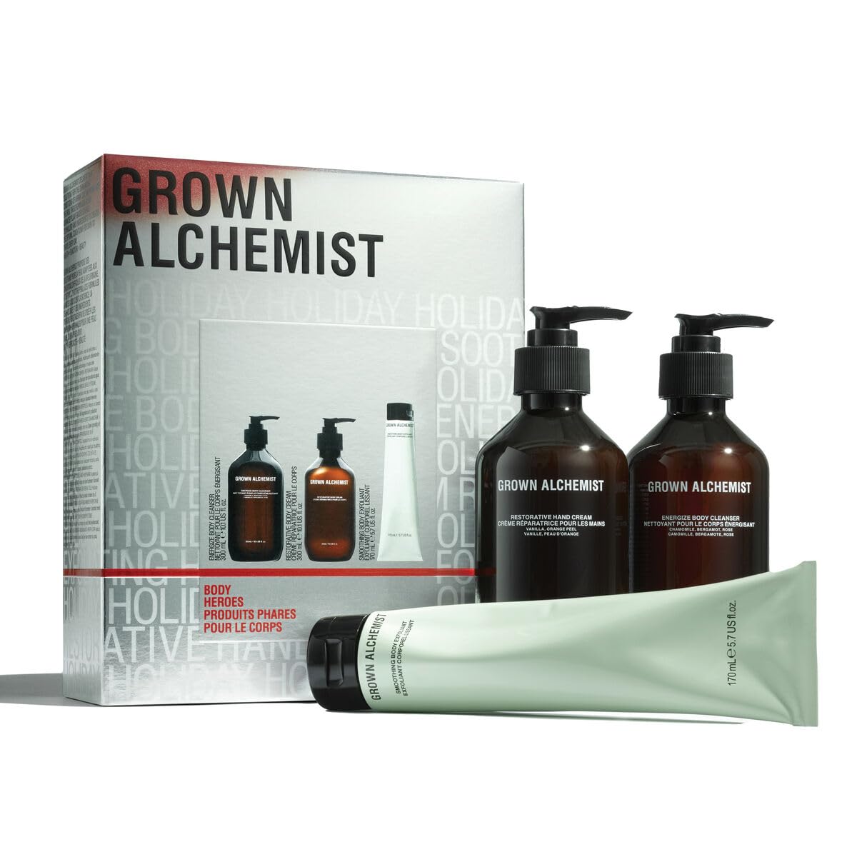 Grown Alchemist Body Heros Kit, Head to Toe essentials,Limited Edition Holiday & Value Pack: Exfoliant, Cleanser & Cream