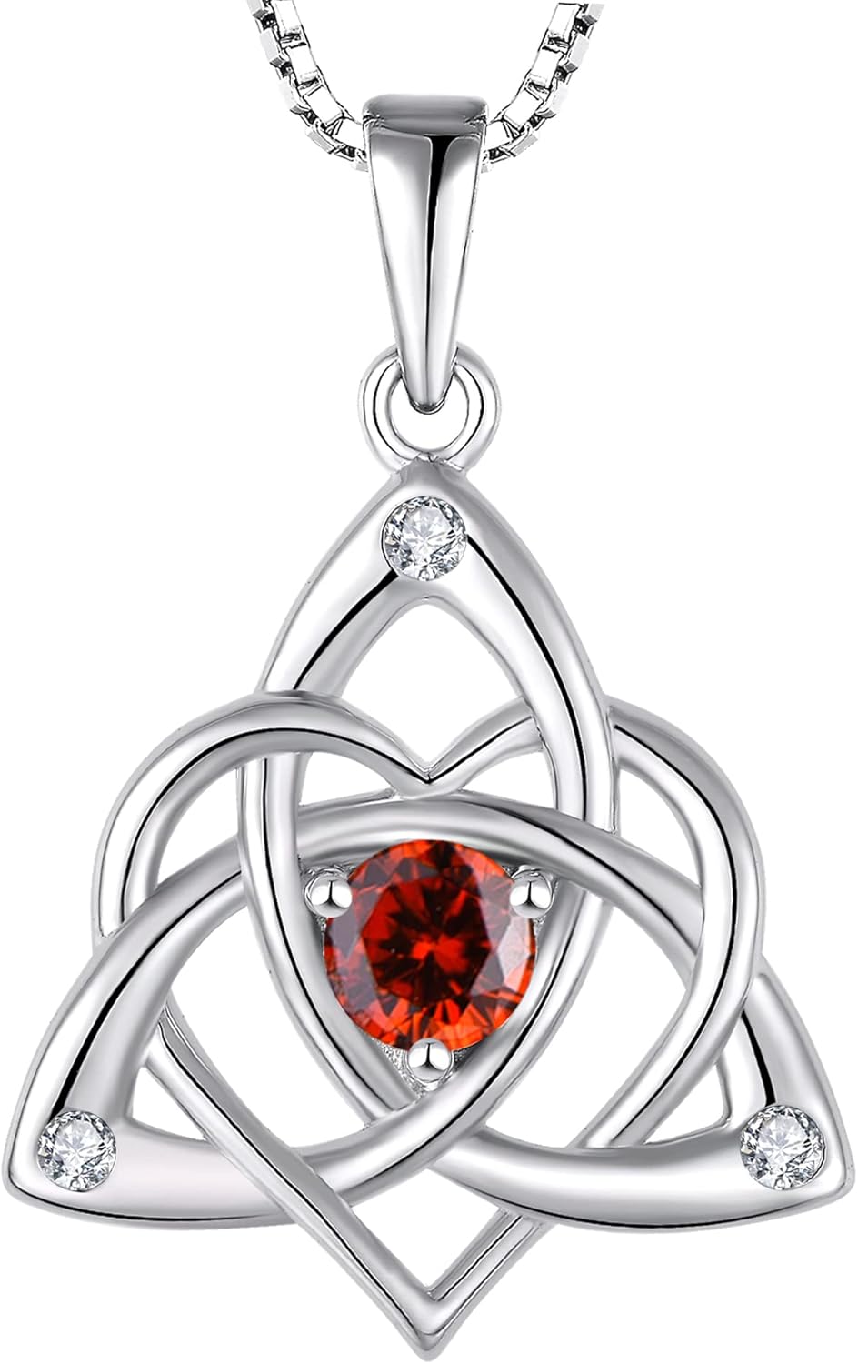 STARCHENIE Celtic Knot Necklace for Women 925 Sterling Silver Trinity Love Knot Pendant Birthstones Jewelry