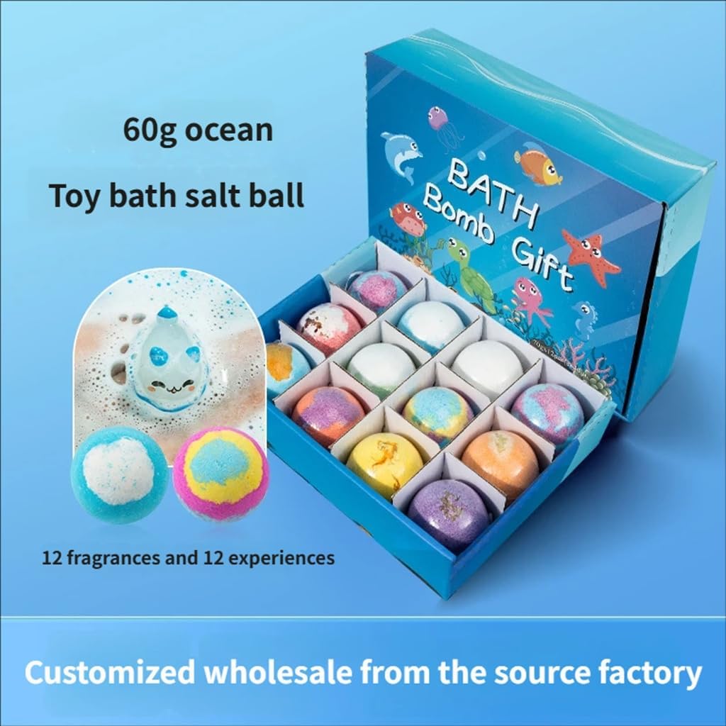 Bath Bombs, Natural Sea Salt Color Changing Spa Bath Balls,Easter Bath Bombs with Surprise for Boys Girls Holiday Stocking Stuffer(Animal 12PC)
