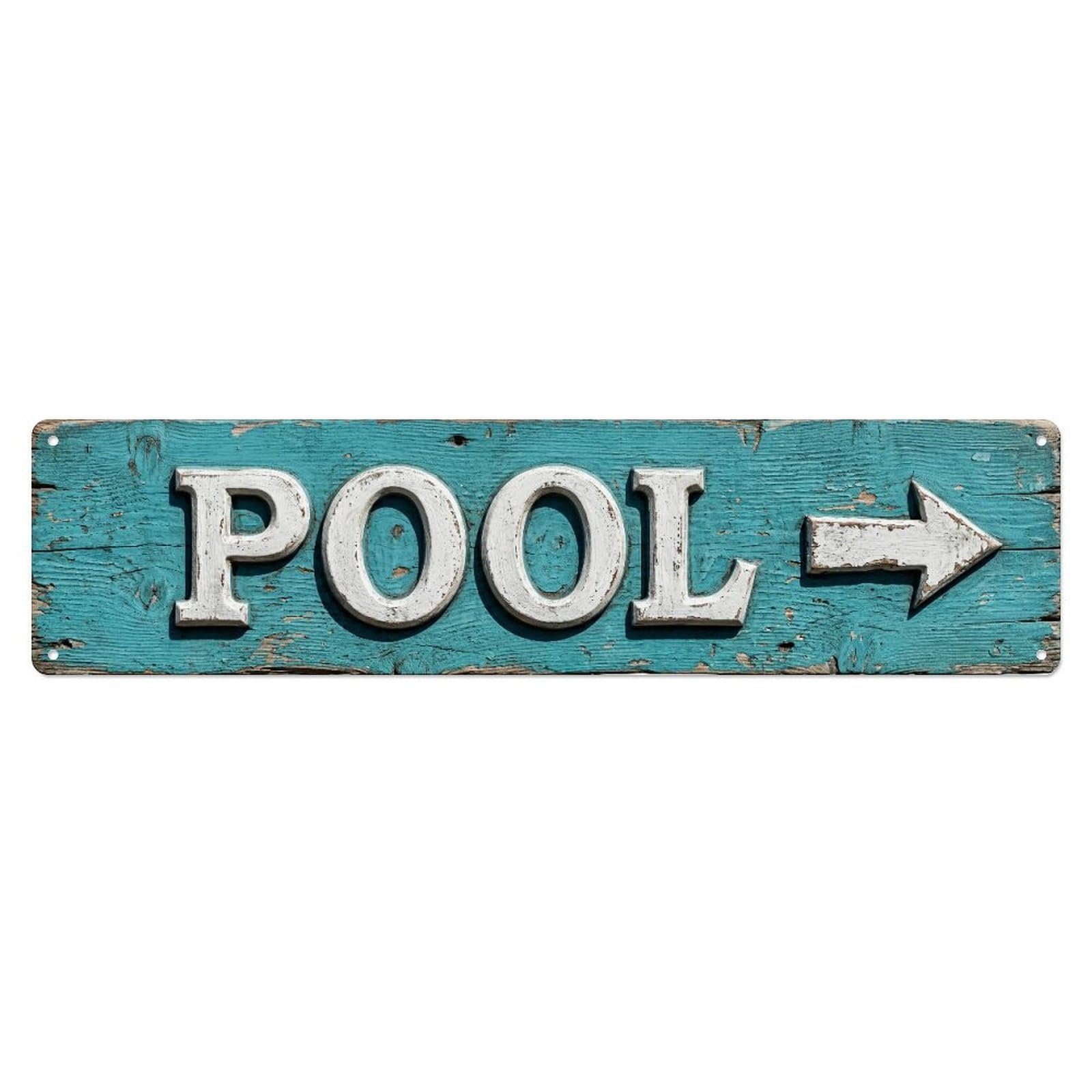 Swimming Pool Rustic Turquoise Metal Tin Skinny Sign Plaque Wall Decor for Cafe, Club Bar, Office, Home Garden Metal Poster 4x16Inch