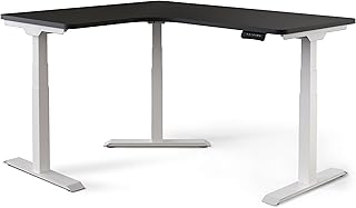 Corner Eckschreibtisch höhenverstellbar (elektrisch) mit Kollisionsschutz und Memory-Funktion, 10 Jahre Gewährleistung, (Weißes Gestell, Schwarze Tischplatte, 160 x 130 x 70 cm)