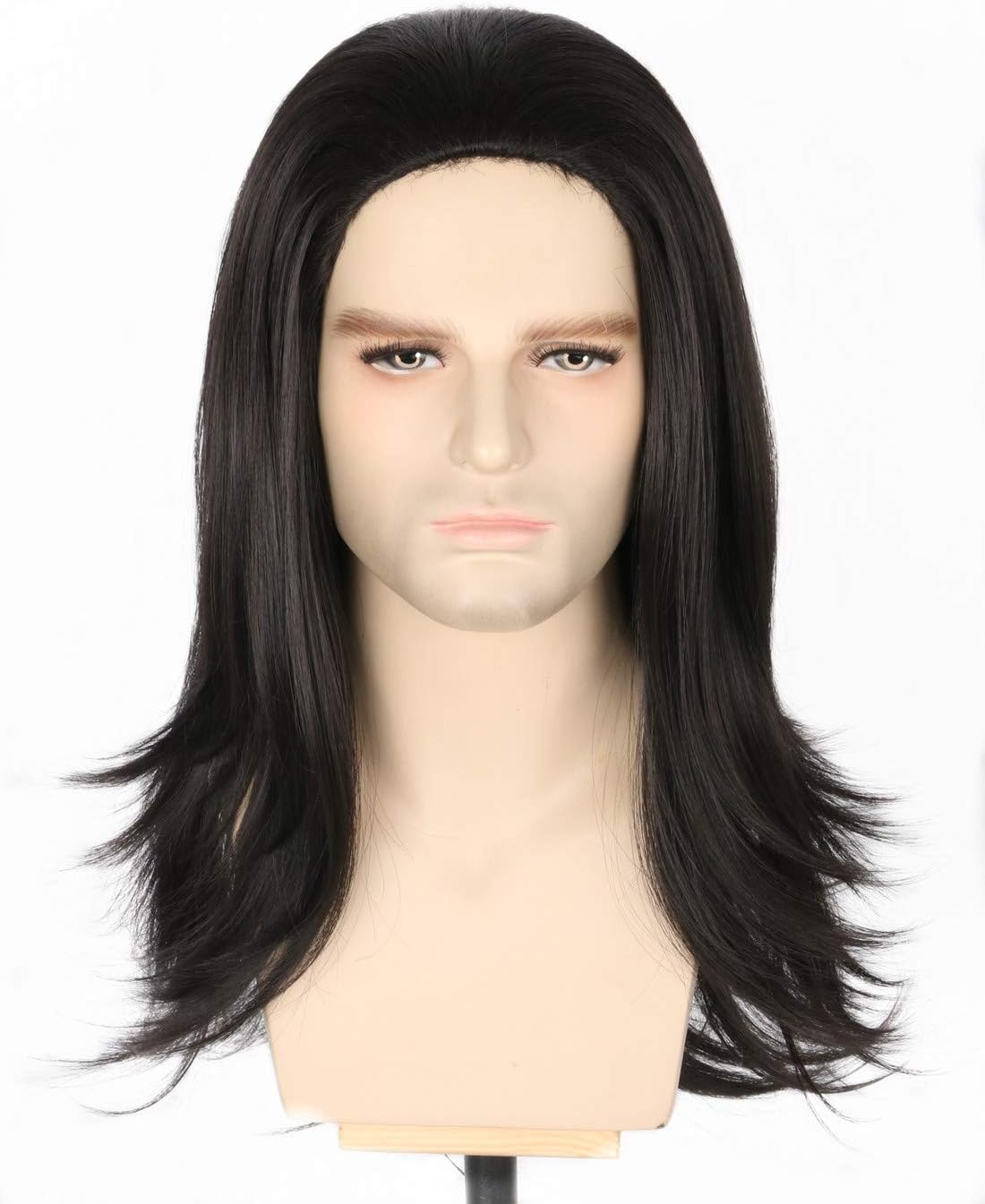 Topcosplay Men's Short Straight Wig Cosplay Wig, Short Black Layered Wigs for Halloween Costume Fancy Dress (Black)
