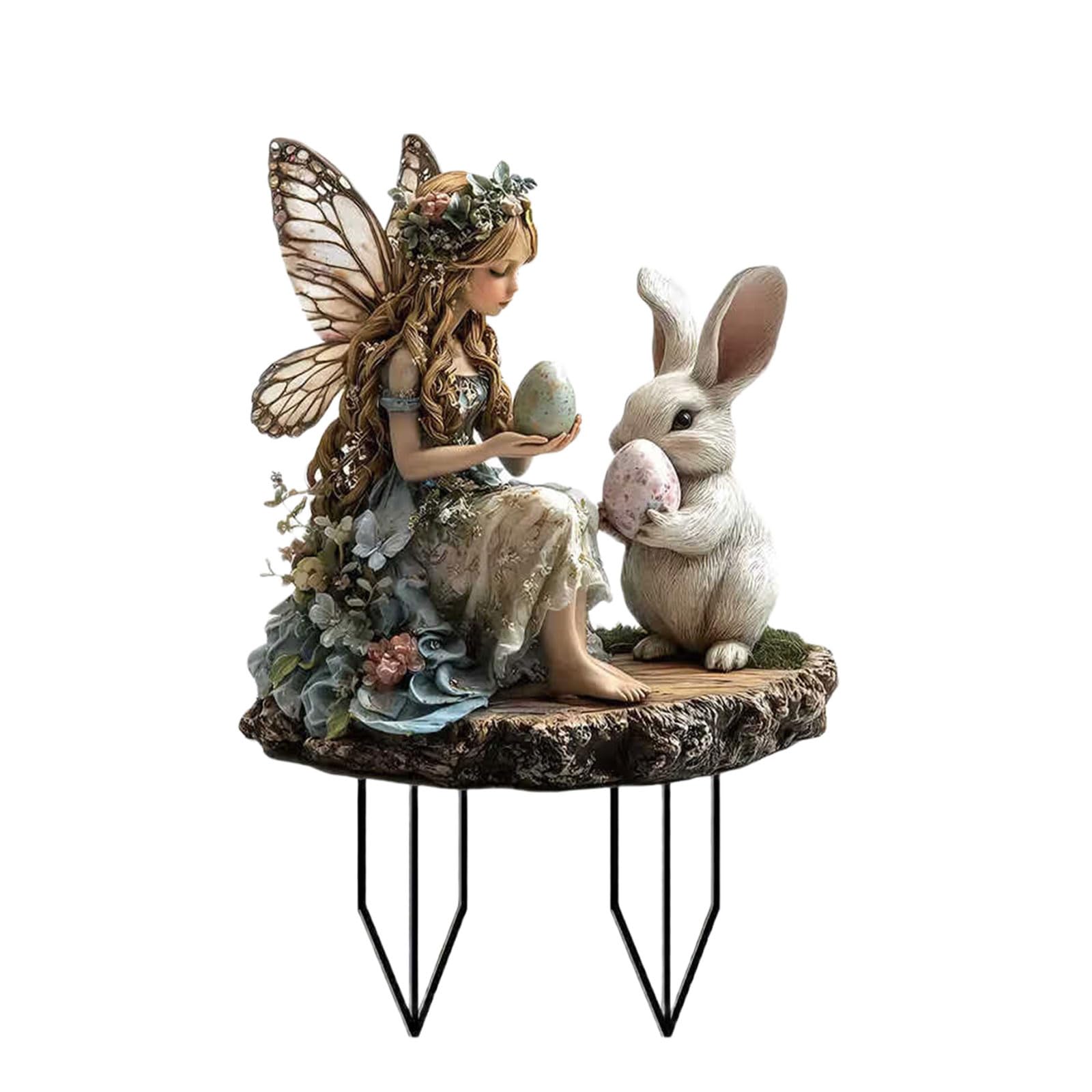 Garden Stake Outdoor Decoration Easter Eggs Rabbits and Cow Stakes Stake Holiday