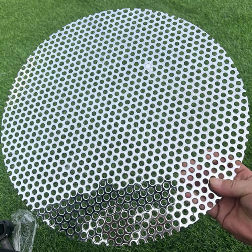 FengYoo Rebanadas redondas de 16 pulgadas de diámetro, hojas de metal perforadas de calibre 19, apertura de 1/3 pulgadas (aproximadamente 8 mm), placa perforada de malla de metal expandida de acero