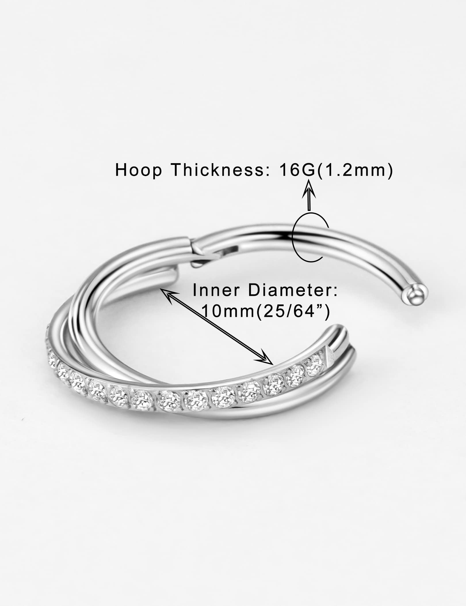 20G 18G 16G Klare CZ Nasenringe Hoop 316L Chirurgenstahl Knorpelohrringe Hoop 5-12mm Piercingschmuck Daith Helix Rook Tragus Piercingschmuck Edelstahlohrring Silber Conch Piercingschmuck