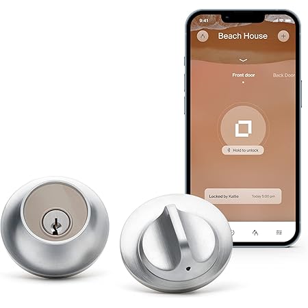 Level Lock Smart Lock Touch Edition - Smart Deadbolt for Keyless Entry Using Touch, Key Card or Smartphone, Bluetooth Lock, Compatible with Apple HomeKit, Satin Chrome