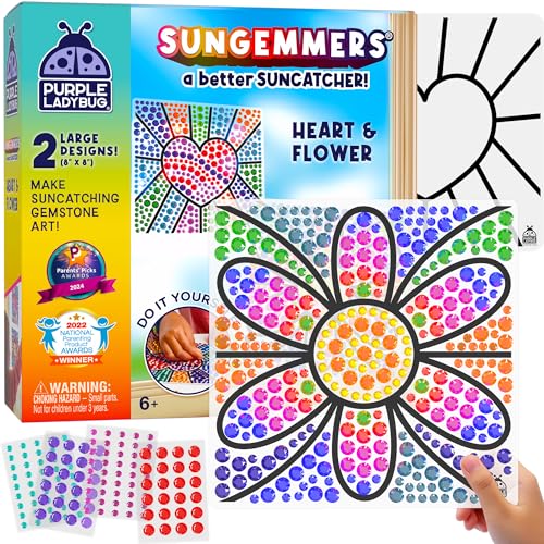 SUNGEMMERS DIY Sonnenfänger Fenster Basteln Mädchen 6 Jahre - Geschenke für Mädchen 7 8 9 10 Jahre - Jungs Geschenke 8 Jahre und Teenager Mädchen Geschenke - Kreative Mosaik Bastelset Kinder