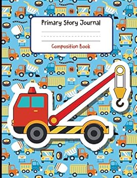 Paperback Primary Story Journal Composition Book: Boys Trucks Dotted Midline and Picture Space | 100 Story Pages Grades K-2 School Exercise Book | Book