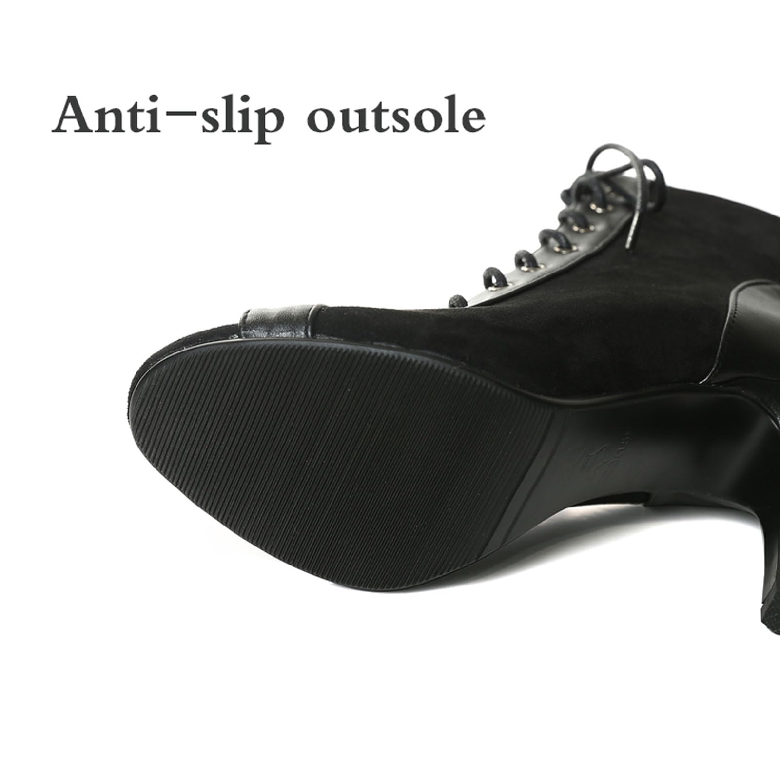 Uonpie Salsa Bottines De Danse Pour Femme à Talons Haut Lacets Noir Latine Bottes Chaussures De Danse De Salon, 37.5 EU