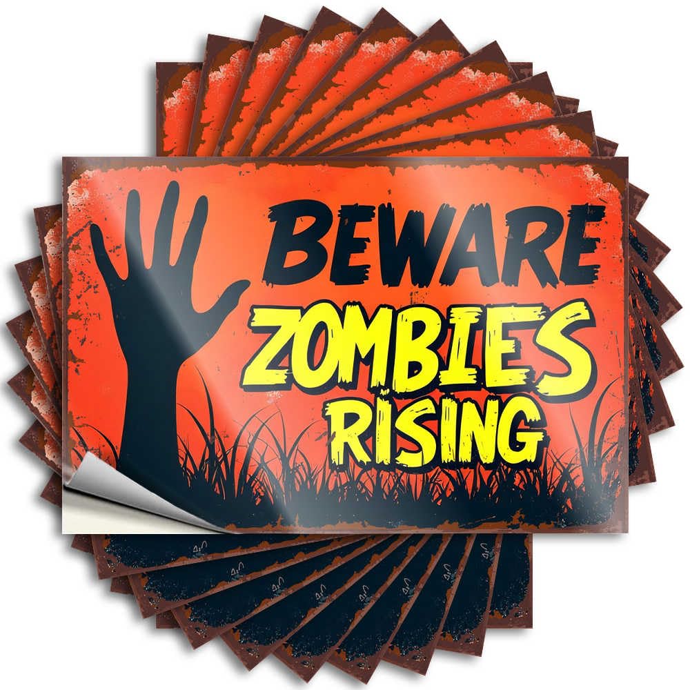 Outside Fall Decor Decals Garage | Beware: Zombies Rising Vintage Spring Sticker Pack(8X12CM)