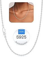 Jewlpire 2mm 925 Sterling Silver Rope Chain Necklace for Women - 14K Gold Plated, Smooth Sturdy, 16-26 Inch Layering Chain