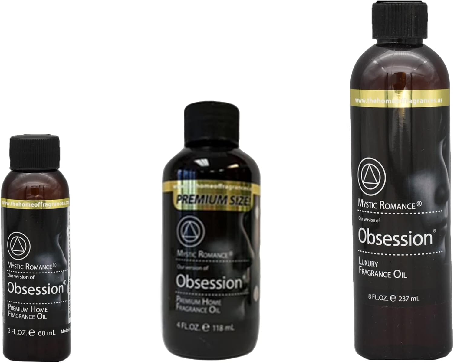 Mystic Romance Premium Scent Oil Set of 3 2oz+4oz+8oz 427ml (14, Our Version of Obsession)