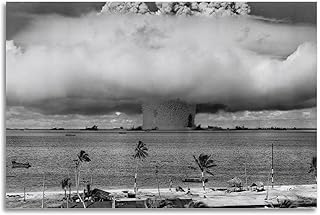 Nuclear Weapons Test Poster Explosion Mushroom Cloud Baker Bikini Atoll 1946 Atomic Bomb Poster Vintage Poster Decorative Painting Canvas Wall Posters 12x18inch(30x45cm)