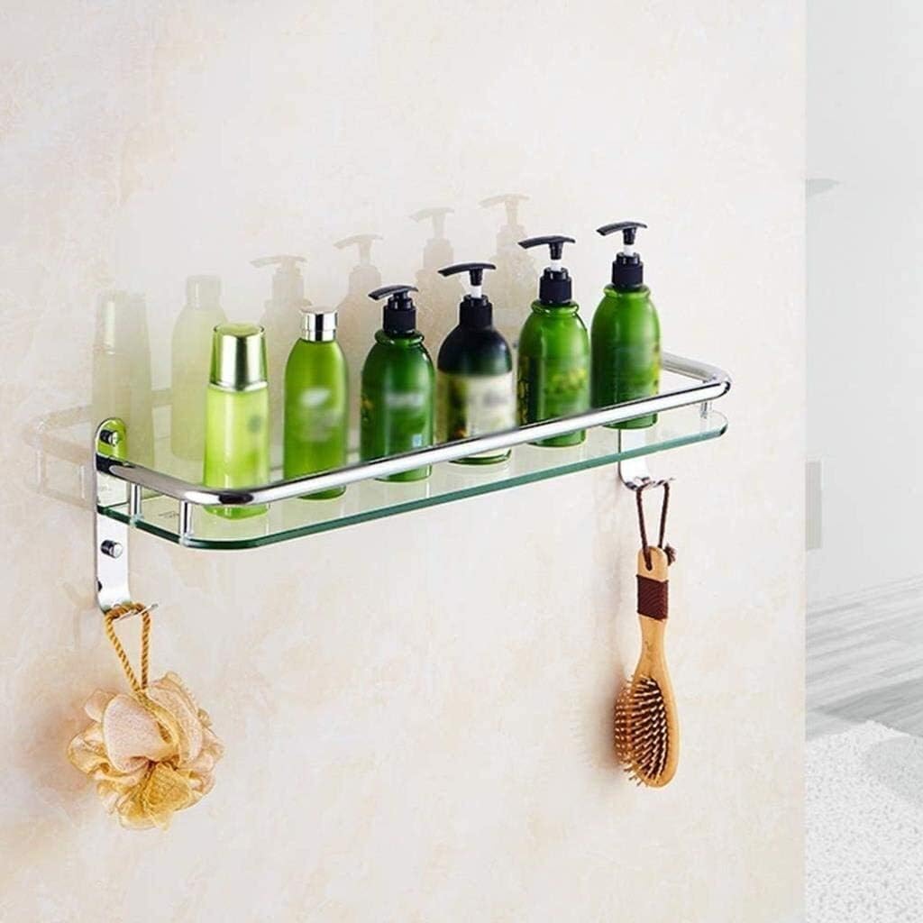Bathroom Shelf 304 Stainless Steel Glass Shelf Bathroom Shelves Bathroom Wall Shelf (Size : 600mm) ()